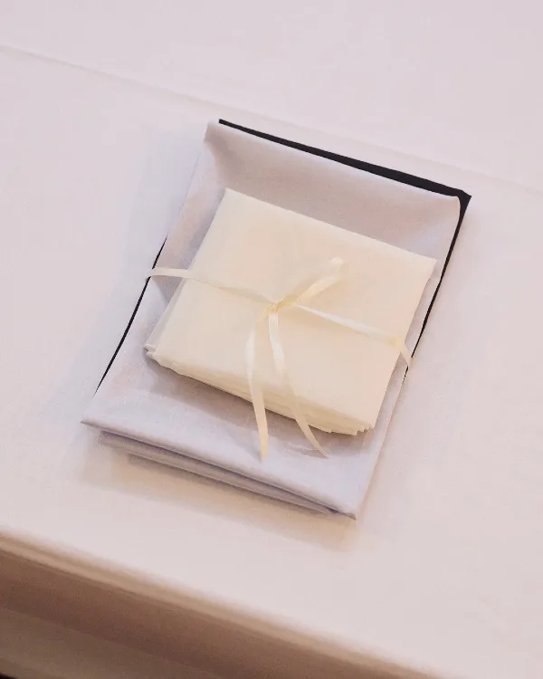 Gift wrapping-workshop för Orrefors och Trendgruppen, med vackert arrangerade material som förstärkte helhetsupplevelsen