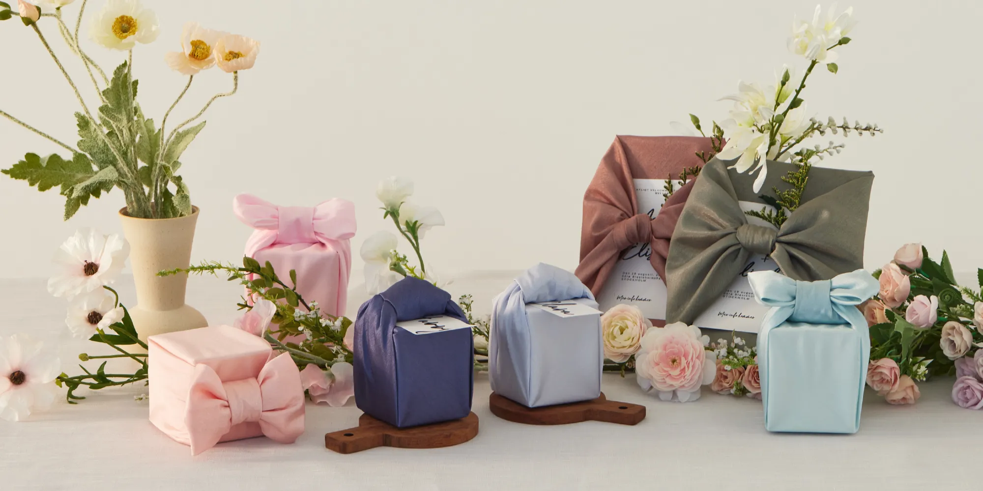 Diverse wrapped gifts collage for celebrations