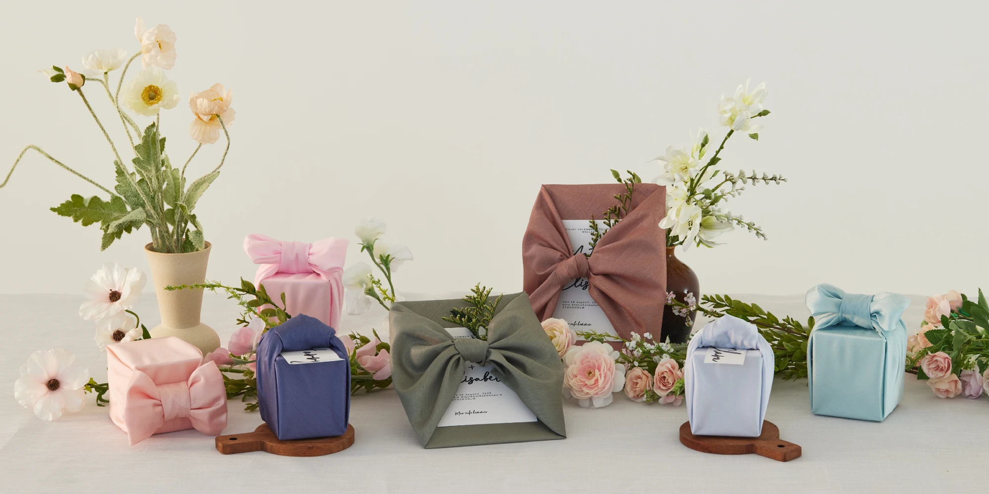 Diverse wrapped gifts collage for celebrations